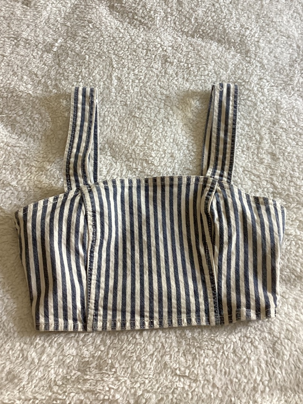 Zara striped denim crop tank